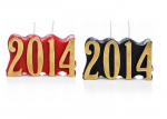Neujahrskerzen - 2er Pack - "2014" Ø100mm x 60mm Höhe - in 001 Rot oder 019 Schwarz erhältlich