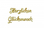 1x Wachs - Schriftzug "Herzlichen Glückwunsch" - in der Farbe 026 Gold - Grösse 15x120mm